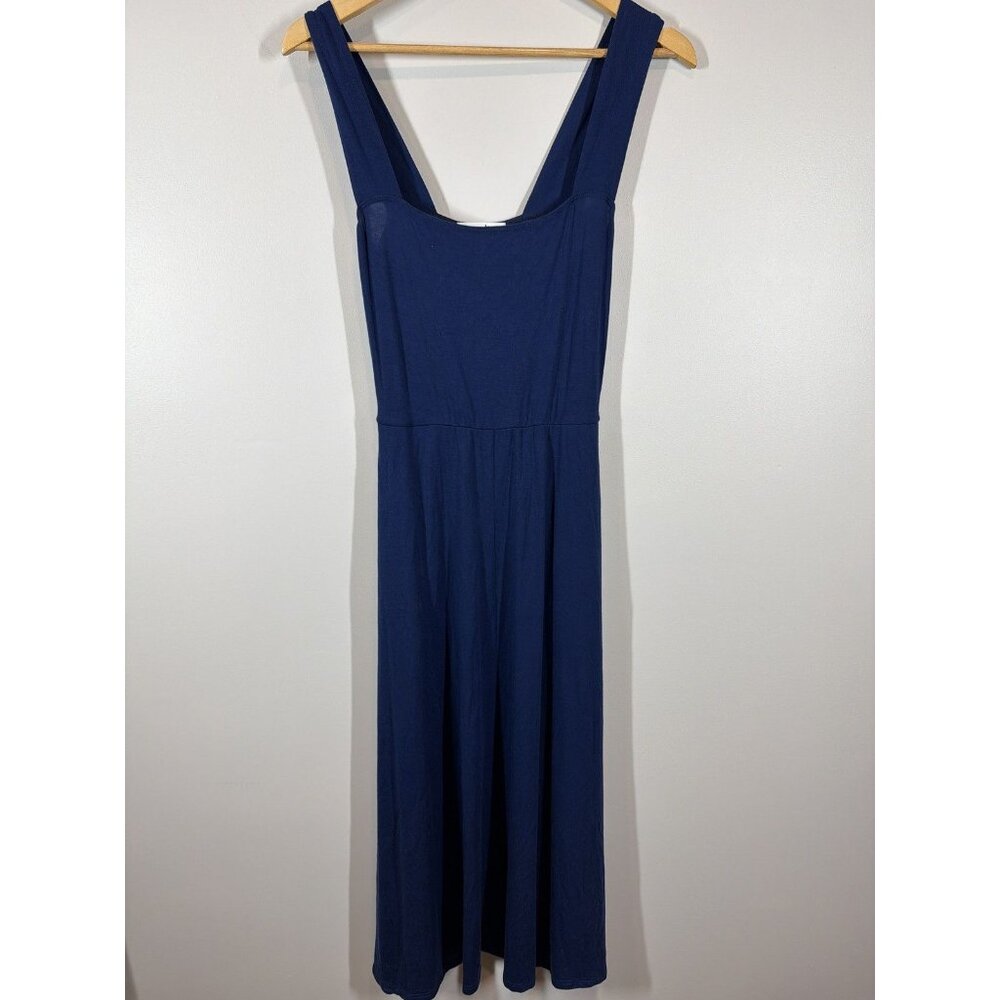 Reformation Jeans Blue Midi Tank Dress Women's Size S‎ Stretchy Square Neckline